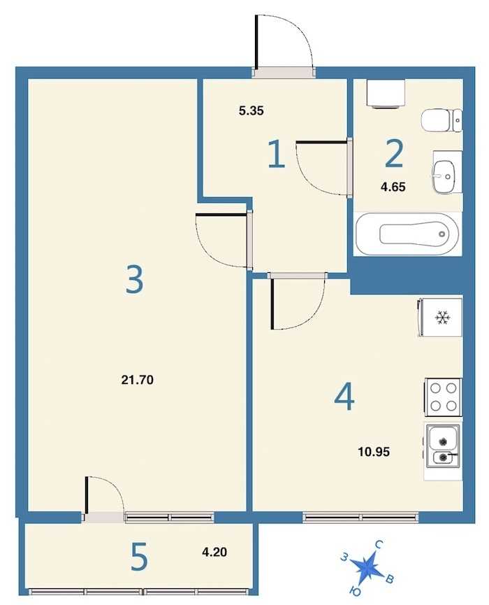 Однокомнатная квартира в : площадь 44.4 м2 , этаж: 17 – купить в Санкт-Петербурге